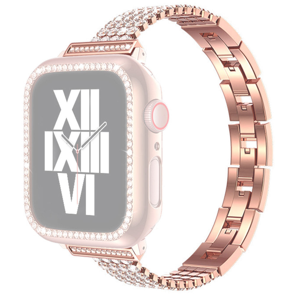For Apple Watch Series 9 8 7 41mm 6 5 SE SE(2022) SE (2023) 4 40mm 3 2 1 38mm Four Rows Rhinestone Decor Stainless Steel Watch Band Wrist Strap For Apple Watch Series 9 8 7 41mm 6 5 SE SE(2022) SE (2023) 4 40mm 3 2 1 38mm Four Rows Rhinestone Decor Stainless Steel Watch Band Wrist Strap